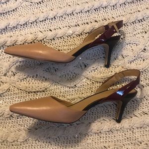 Ann Taylor Nude and Purple Slingbacks